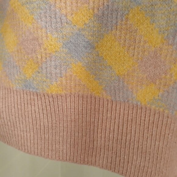 Zara Pastel Argyle Cropped Cardigan - Picture 4 of 8